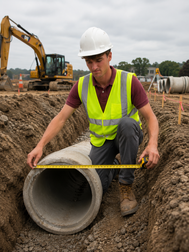 RGS Associates intern Evan Merrill on job site.